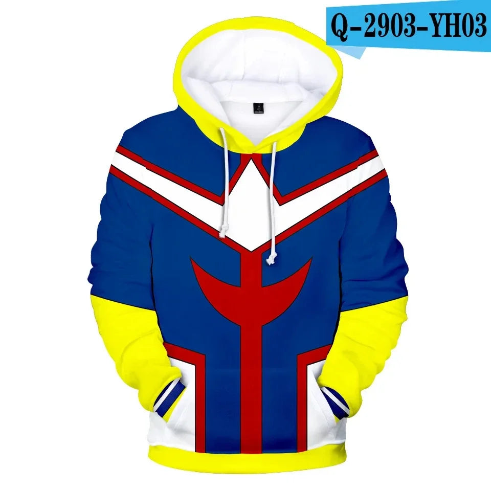My Hero Academia Midoriya Izuku All Might Cosplay Costume School Uniform Boku No Hero Academia 3D Print Mens Hoodies Sweatshirts