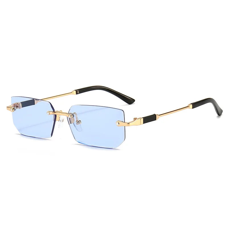 Trendy Rimless Sunglasses for Men Women Luxury design Rectangle Frame Sun Glasses Retro Shades Summer Traveling Eyewear UV400