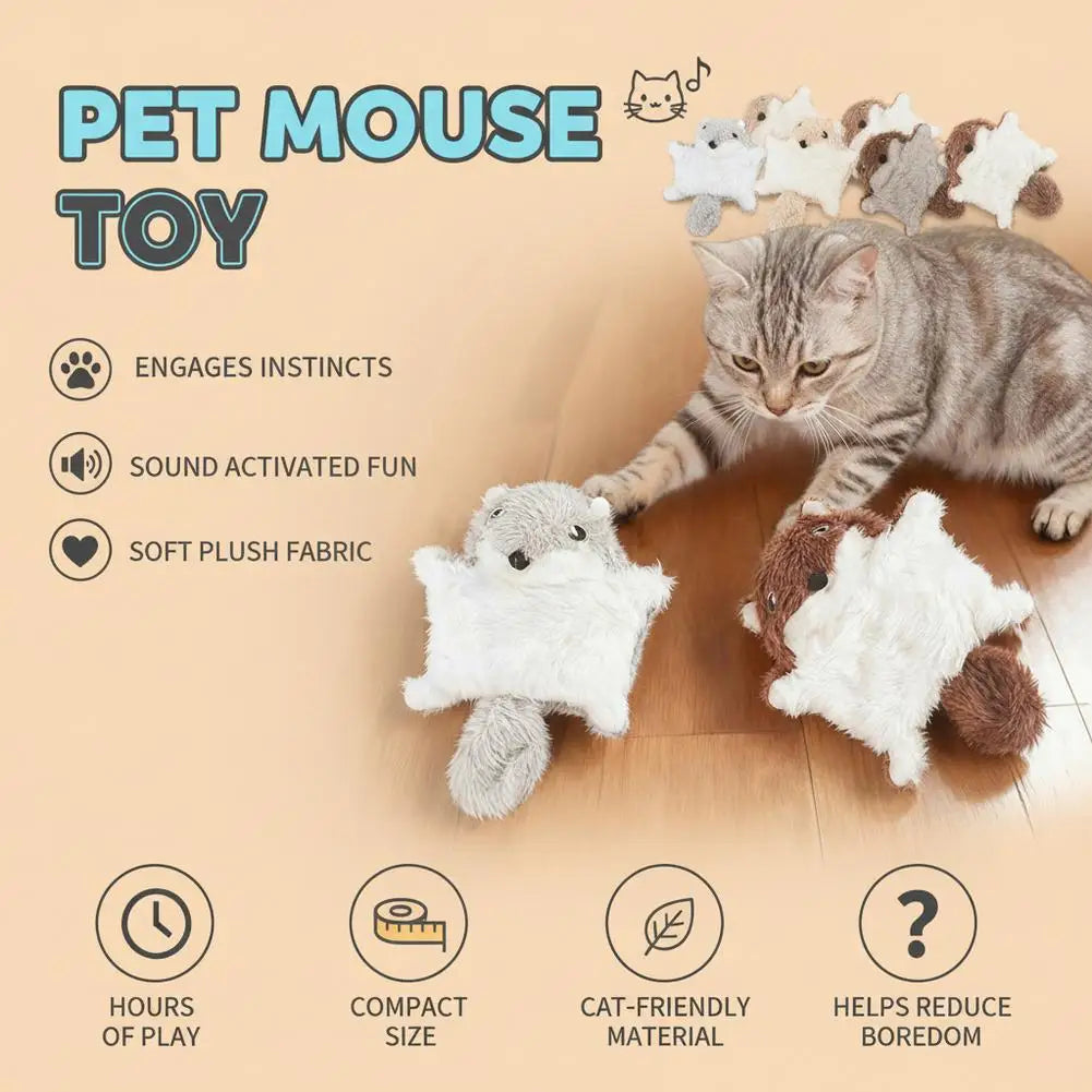 Pet Plush Toy Funny Plush Flying Squirrel Cat Toy Interactive Cat Teaser Toy for Chewing Teething Puppy Pet Playtime