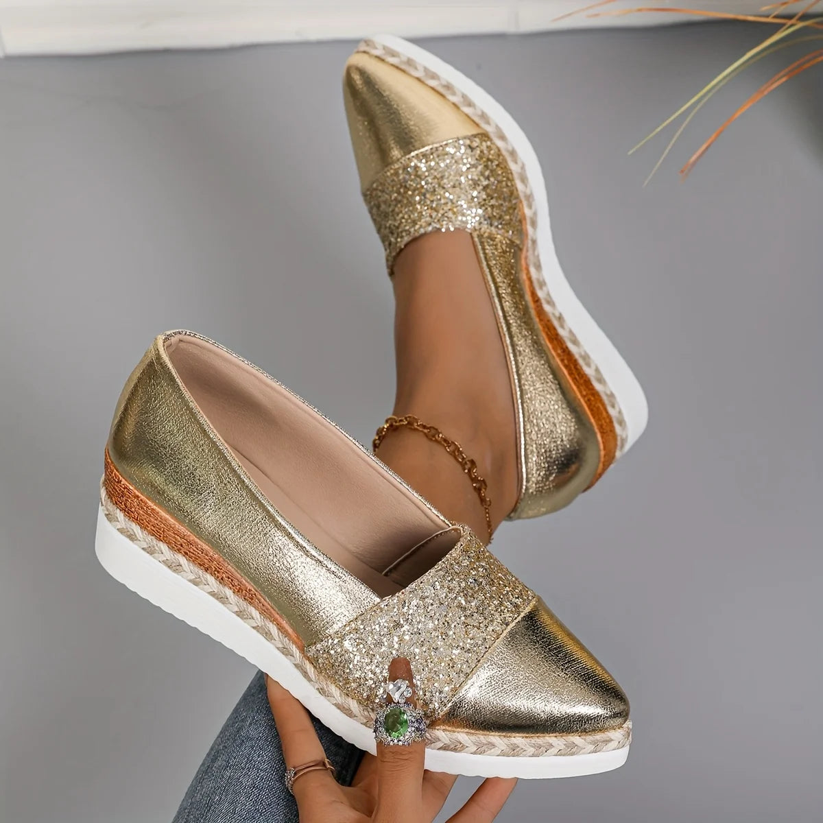 2025 Women Single Sneakers Pointed Head Wedge Platform Shoes for Women Mouth Anti-slip Shallow Casual Sneakers Zapatos Mujer