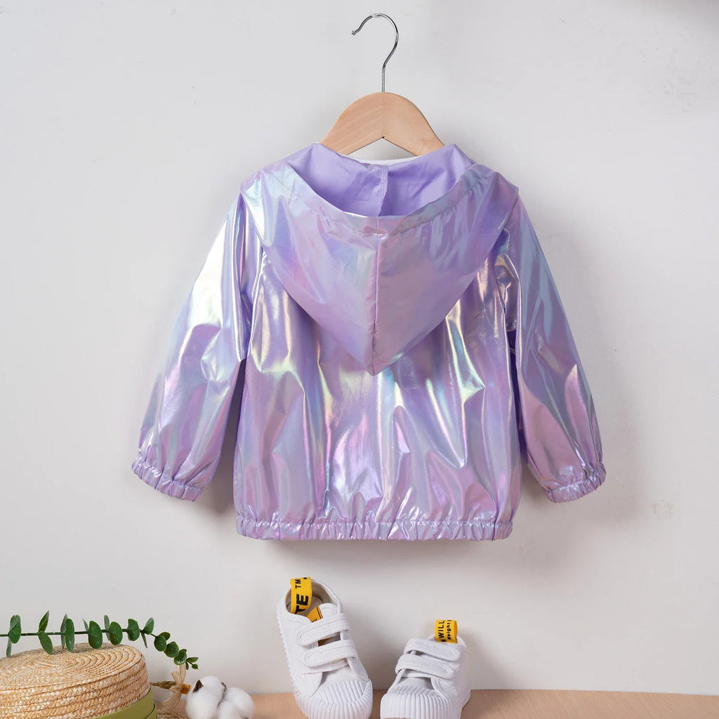 Girls' Colorful Hooded Jacket, Lightweight Cute Fashion Soft Comfortable Sun Protection Spring Fall Top Suitable for Girls 3-8Y