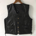 Classic motorcycle leather jacket  Men's vest  Leather patch shirt Cycling jacket  Plain leather patching