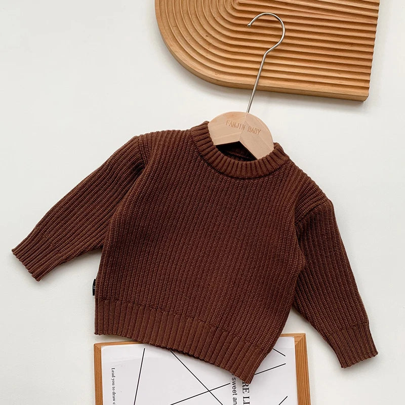 0-6Yrs Baby Boys Sweaters Spring Autumn Children Solid Color Basic Warm Knit Sweater Kids Girls Baby Pullover Sweaters Clothes