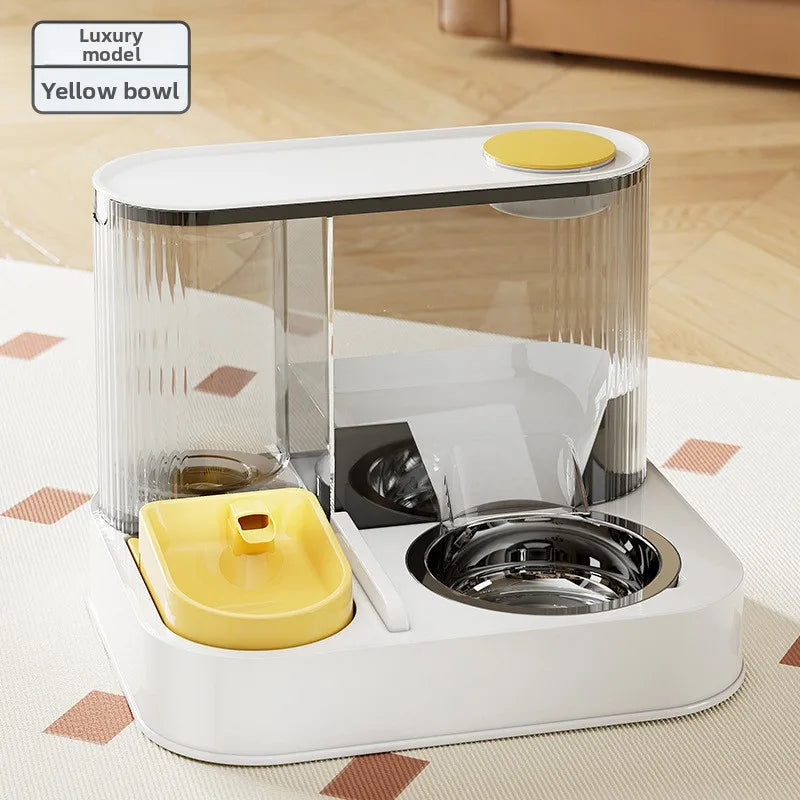Pet feeder,cat food bowl,2 in 1 feeder waterer,automatic pet fountain,indoor feeding dish