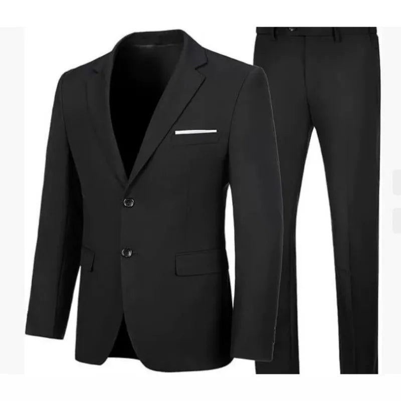 Men's Suit Fake Pocket Suit Casual Suit Trousers Two-piece Wedding Dinner Suit Jacket