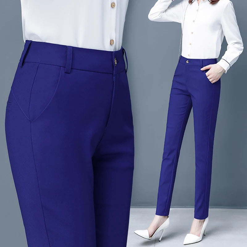 Women's Ol Pencil Ankle-length Pants Oversized 4xl Slim Candy Colors Pantalones Summer Mid Waist 90cm Trousers Suits Spodnie