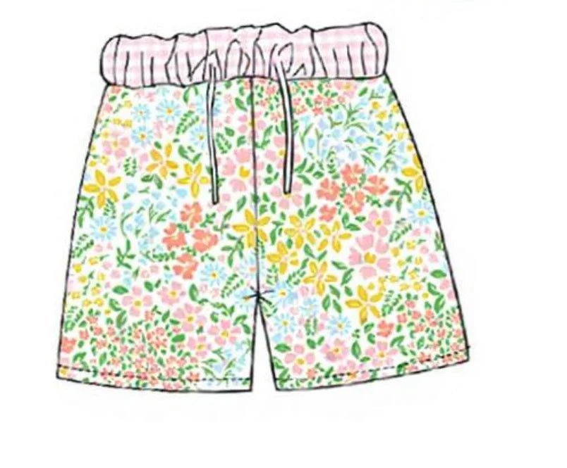 Wholesale Floral Swimmies Kids Strappy Ruffle Swimsuit Set One-Piece Swimsuit Boys Swim Trunks Boutique Children's Swimsuits