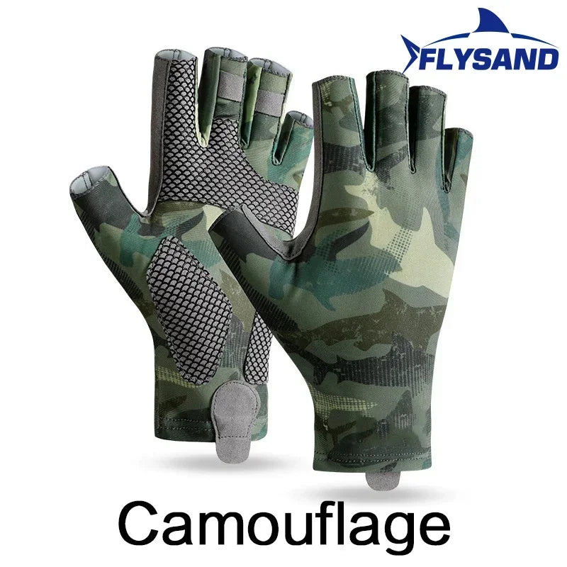 Fishing Gloves for Men Spring Summer Outdoor Sunscreen Non Slip Cool Ice Silk Half Finger Breathable