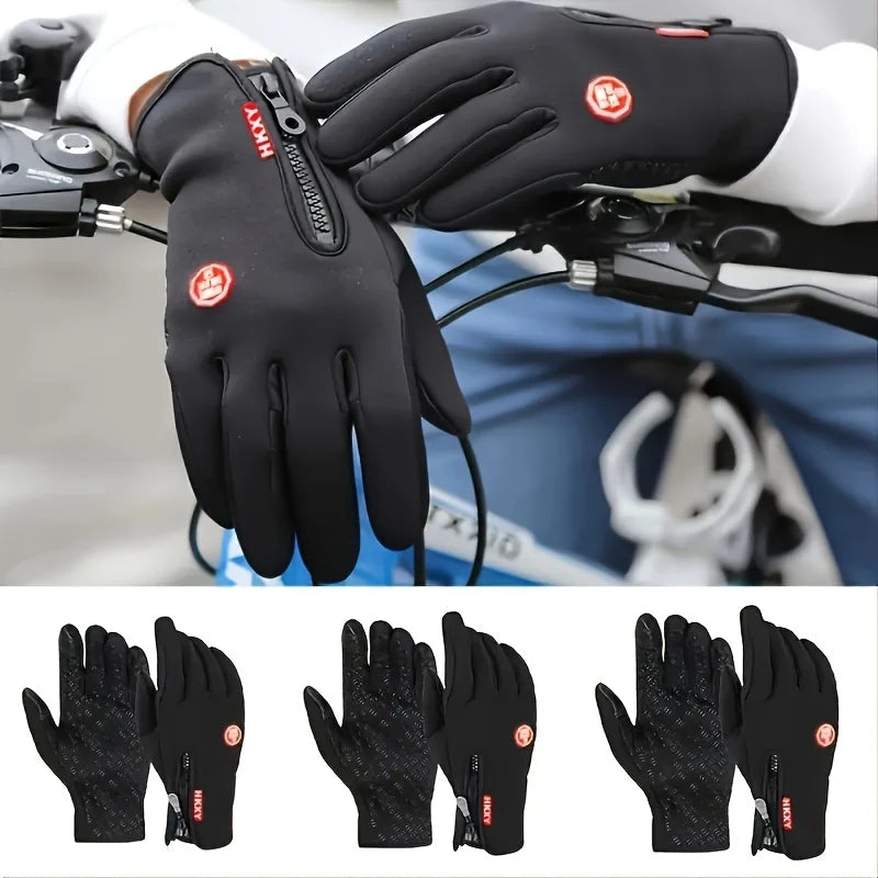 New men's cold-proof and waterproof gloves, anti-slip, warm, with velvet lining, index finger, suitable for outdoor sports, spri
