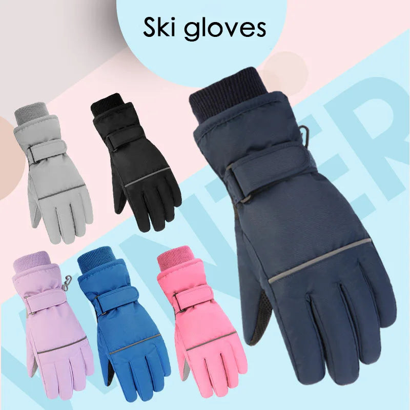 2024 Children Ski Gloves Keep Finger Warm Waterproof Thicken Mittens Winter Snowboard Snow Kids Gloves for Boys Girls