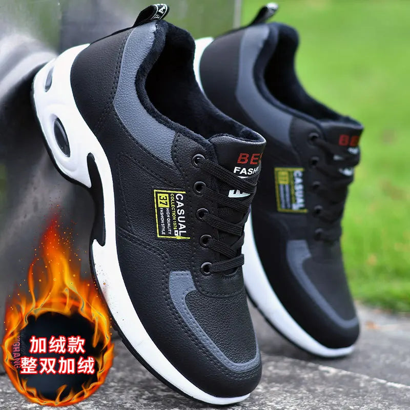 Men's Large Size Sports Shoes Spring Trend Lace-Up Thick Sole Casual Breathable Fashion Footwear Skid-Resistant