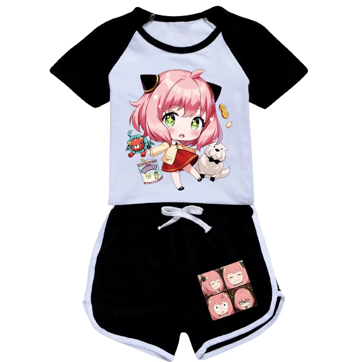 new Anime SPY×FAMILY Pajamas Children's Summer Clothing Anya Leisure Short Sleeve Round Neck T-shirt+shorts Set Kids Gift 2pcs