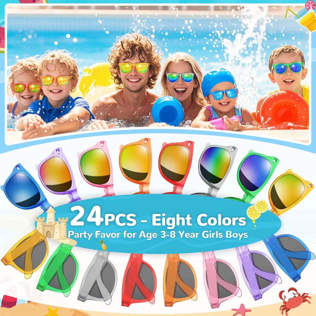 Kids Sunglasses Bulk Party Favors Boys Girls Sunglasses for Kids with UV 400 Protection Neon Sunglasses for Birthday Party