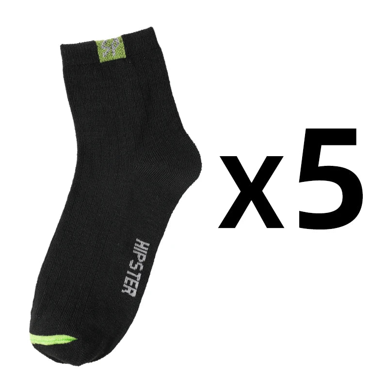 5 Pairs/Lot Men's Socks Polyester Cotton Fashion Street Fun New Styles Middle Tube Soft Breathable Short Casual Sock