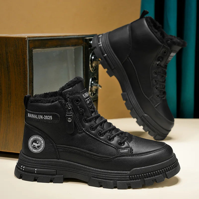Men's High-Top Boots Winter British-style Comfortable Warm Boots Sneakers Fashion Work Shoes for Men New Anti Slip Sports Shoes