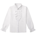 White Shirt Kids Girls School Graduation Birthday Wedding Daily Tops Casual New Style Clothes  Long Sleeve 8 to 14 year