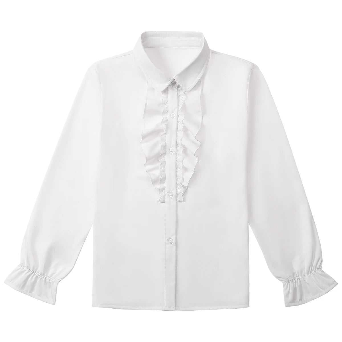 White Shirt Kids Girls School Graduation Birthday Wedding Daily Tops Casual New Style Clothes  Long Sleeve 8 to 14 year