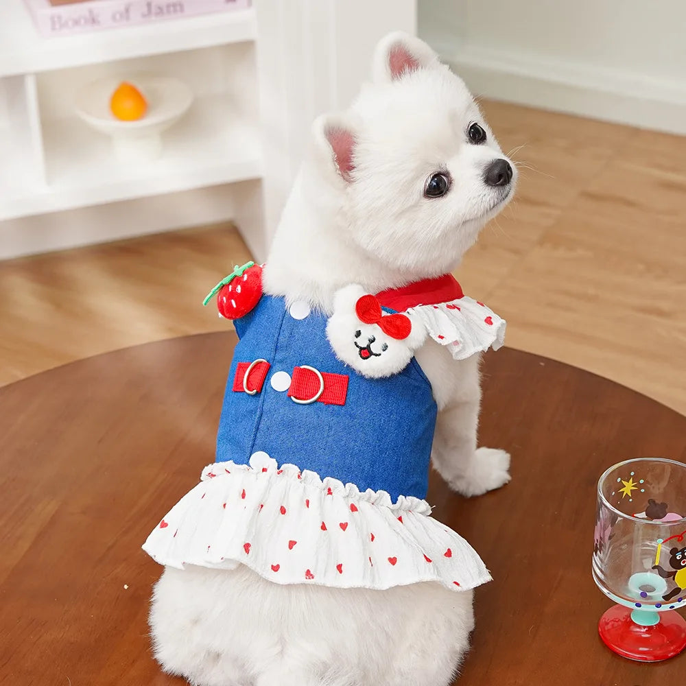 Beauty Spring Chef Back Pet Clothes for Teddy Bichon Small To Medium Yellow Dogs Cat Clothing Dress Stylish Dog and Cat Apparel