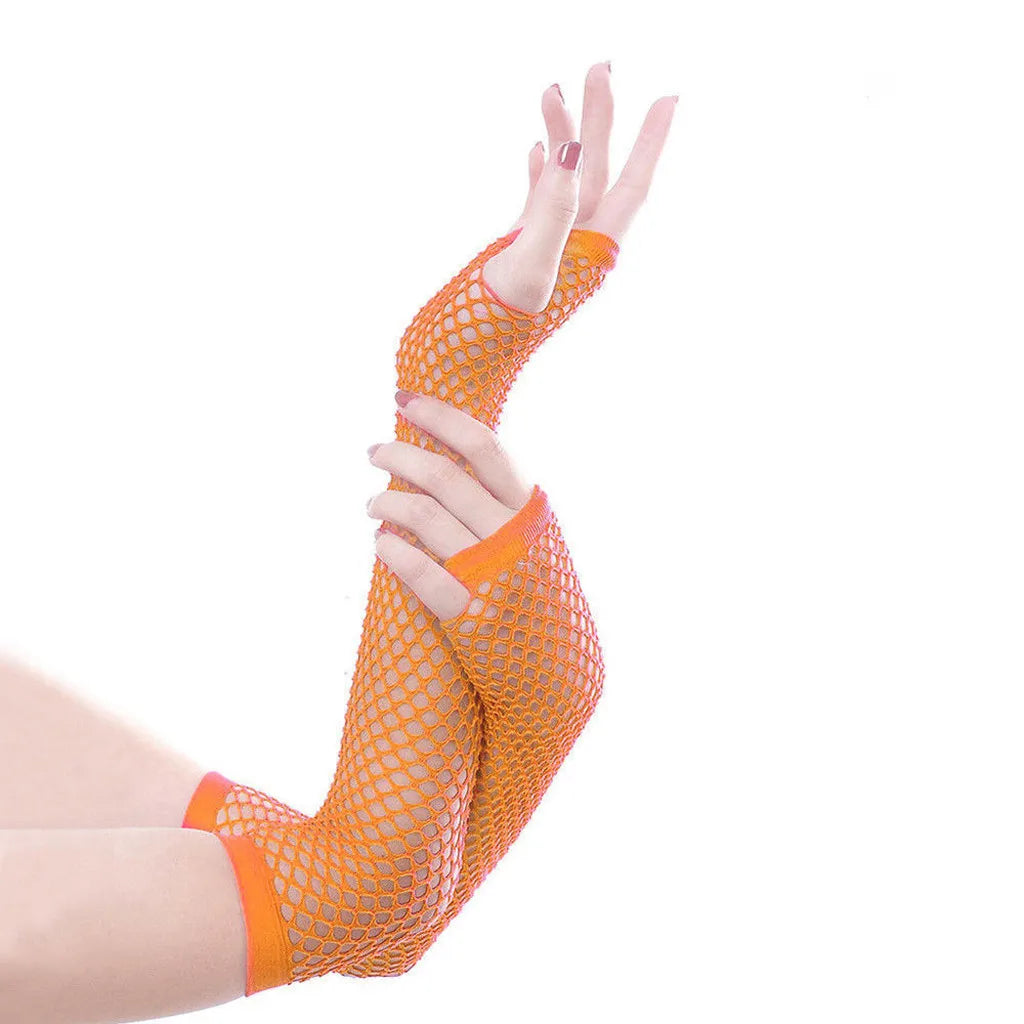 Women Gloves Hollow Out Holes Sexy Punk Goth Ladies Disco Dance Costume Fingerless Mesh Fishnet Gloves Motorcycle Protection