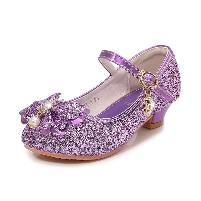 New Spring and Autumn Girls' High Heels Princess Dance Shoes Girls' Children's Shoes Shining Soft Leather Fashion Party Wedding
