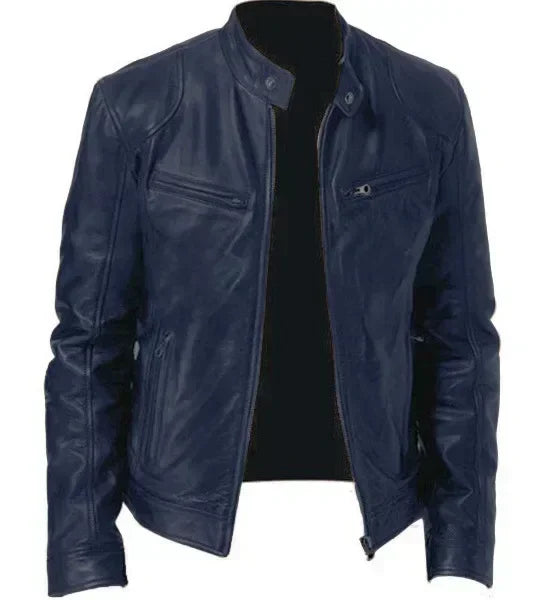 Motorcycle Leather Jackets Man Casual Fashion Motorcycle Coat Slim Fit Lapel PU Jackets Fall Anti-wind Leather Coat Male Retro