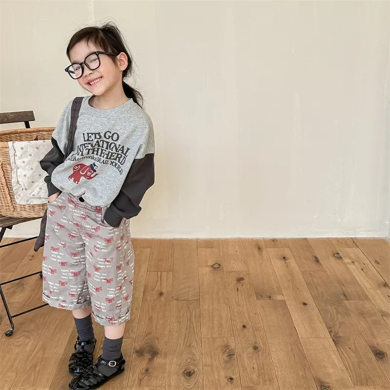 2025 Summer Kids Cotton Pants Korean Style Casual Unisex Boys Girls 1-7 Years Elastic Waist Toddler Clothes Children Trousers