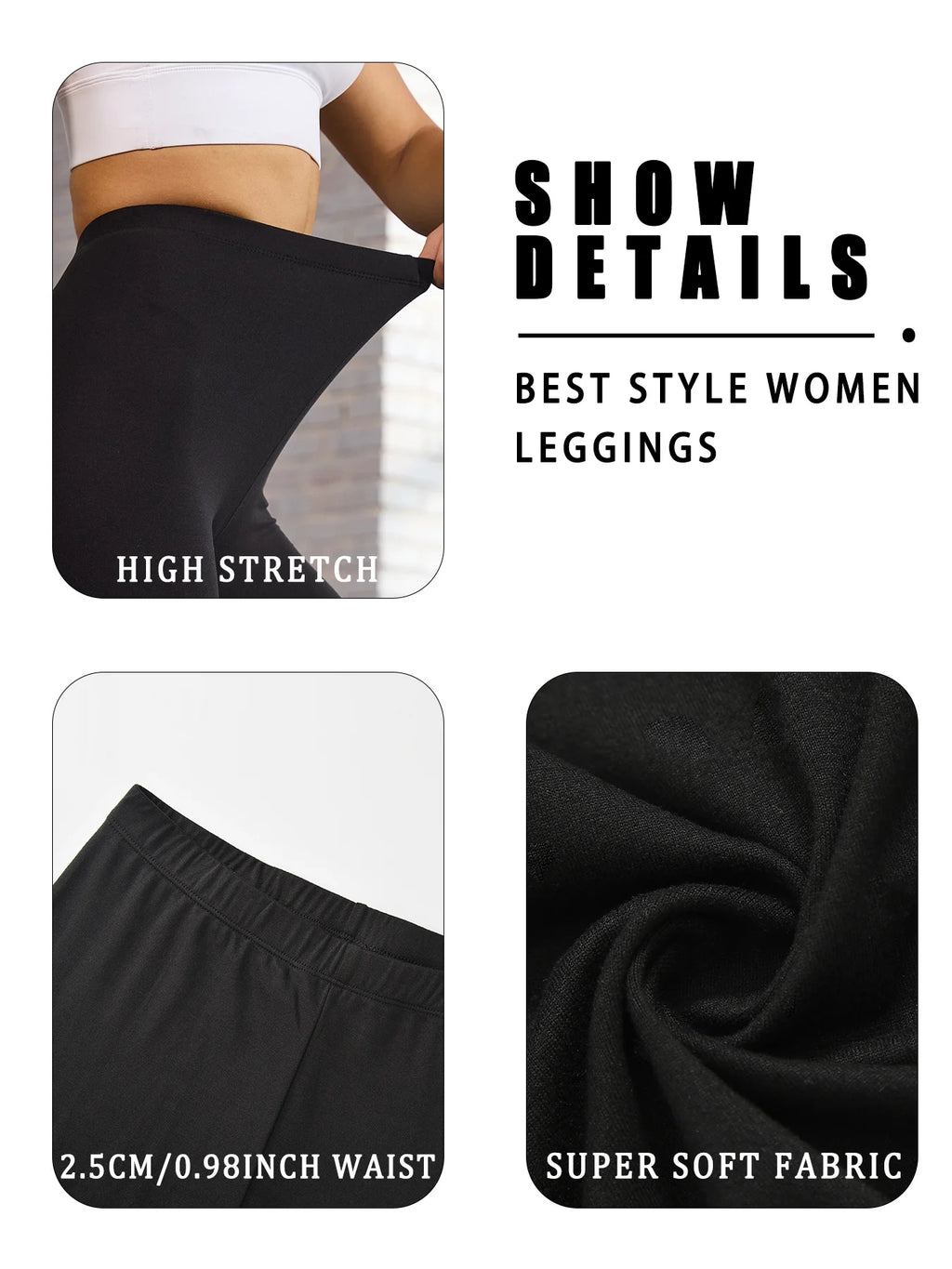 Super Soft Leggings for Women - High Elasticity Tights for Yoga Running Workout Casual Wear