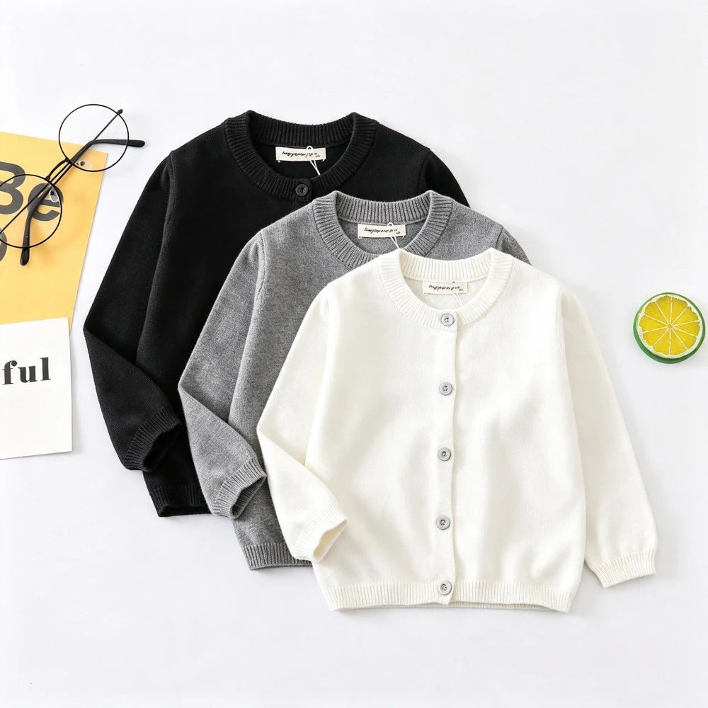 Baby Knitted Cardigan Sweater For Toddler Boys Girls Solid O‑Neck Long Sleeve Knit Outerwear Kids Spring Fall Warm Soft Coat