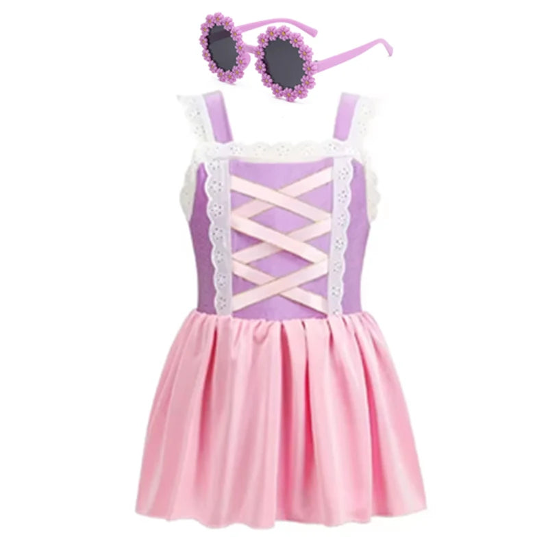 2026 Girls Two Piece Swimsuit Anna Elsa Swimwear Princess Bodysuit Swimwear for Girls Childrens Bikini Beachwear Clothes