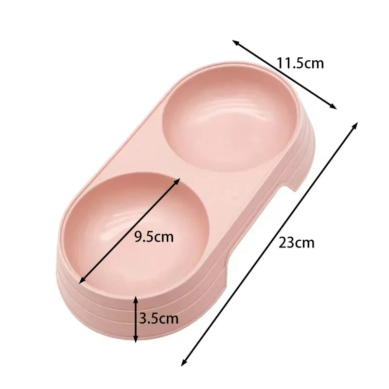 Pet Double Bowl Dogs and Cats Feed in Double Bowls Macaron Plastic Feeding Bowl Pet Supplies Cat Accessories Cat Products Cat Fo