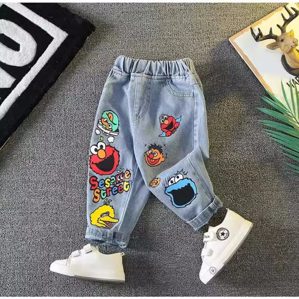 Children's New Pants For Boys And Girls Little Kids Cute Print Four Seasons Jeans Kids Girl Trousers Jeans