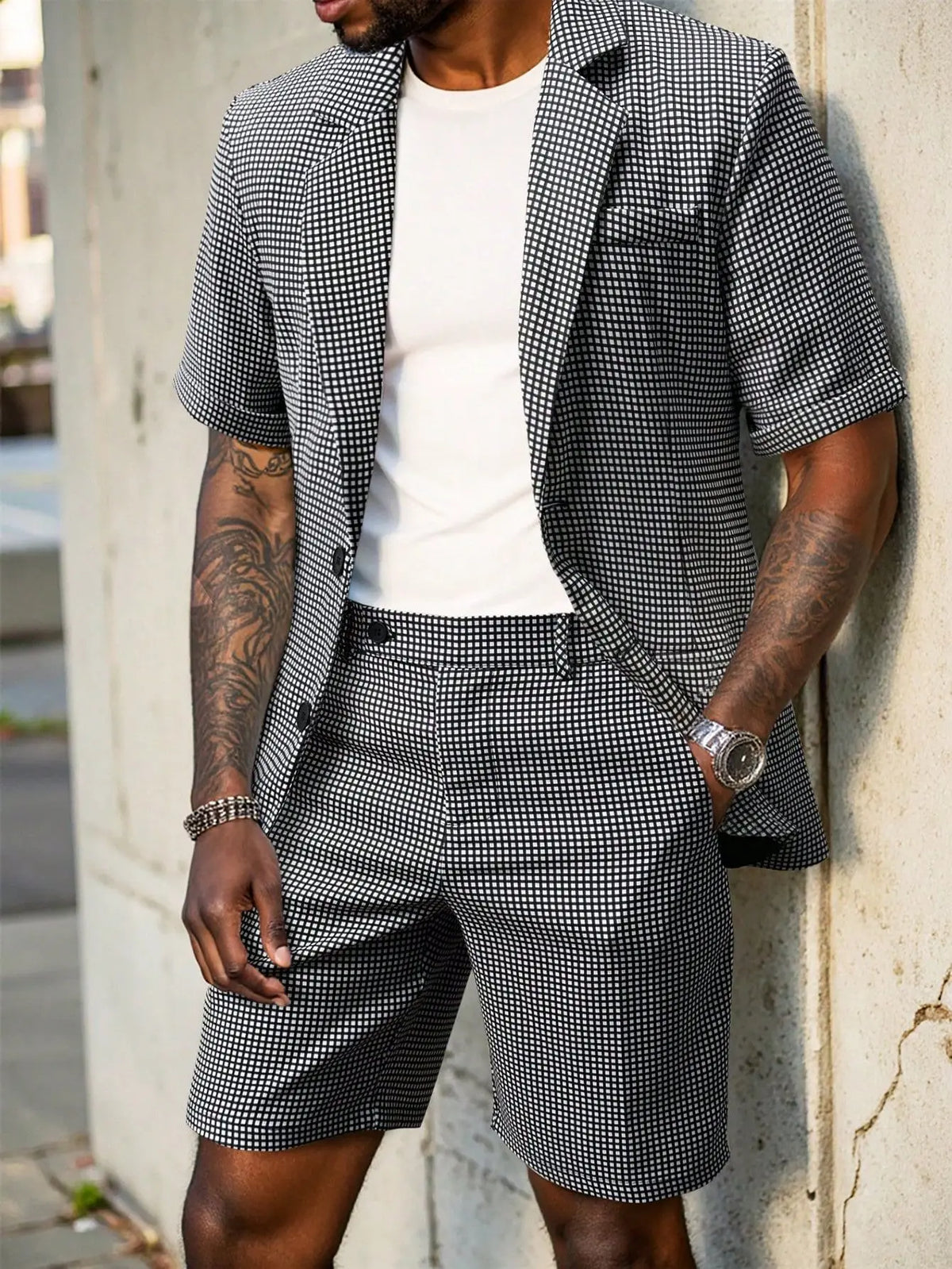 2026 Men European British Plaid Two Piece Suit Slim Fit Business Dinner Formal Casual Matching Outfit Wedding Party Daily Suit S