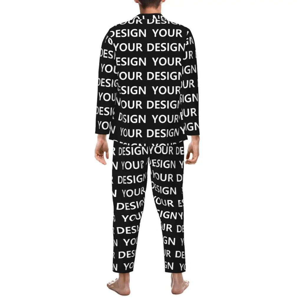 Pajamas Mens Add Design Room Sleepwear Custom DIY Made Your Image Two Piece Loose Pajama Sets Long Sleeves Oversized Home Suit