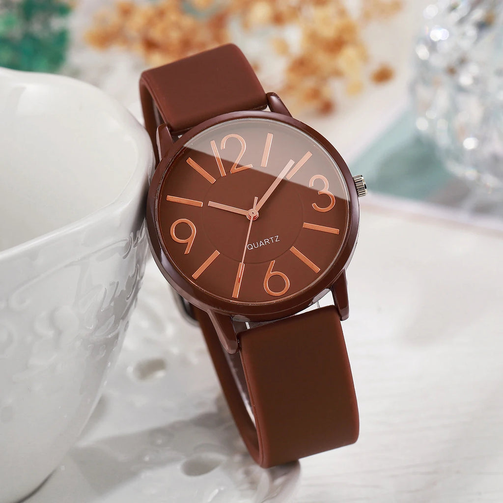 Fashion Arabic Dial Women's Quartz Watch Minimalist Silicone Strap Casual Wristwatch for Girls Students Reloj Mujer