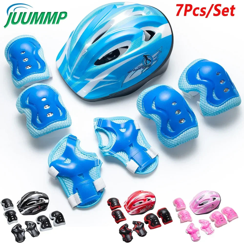 7PCS Kids Protective Set Including Helmet & Protective Pads, Knee Elbow Wrist Guards for Roller Skates, Skateboard, Scooter