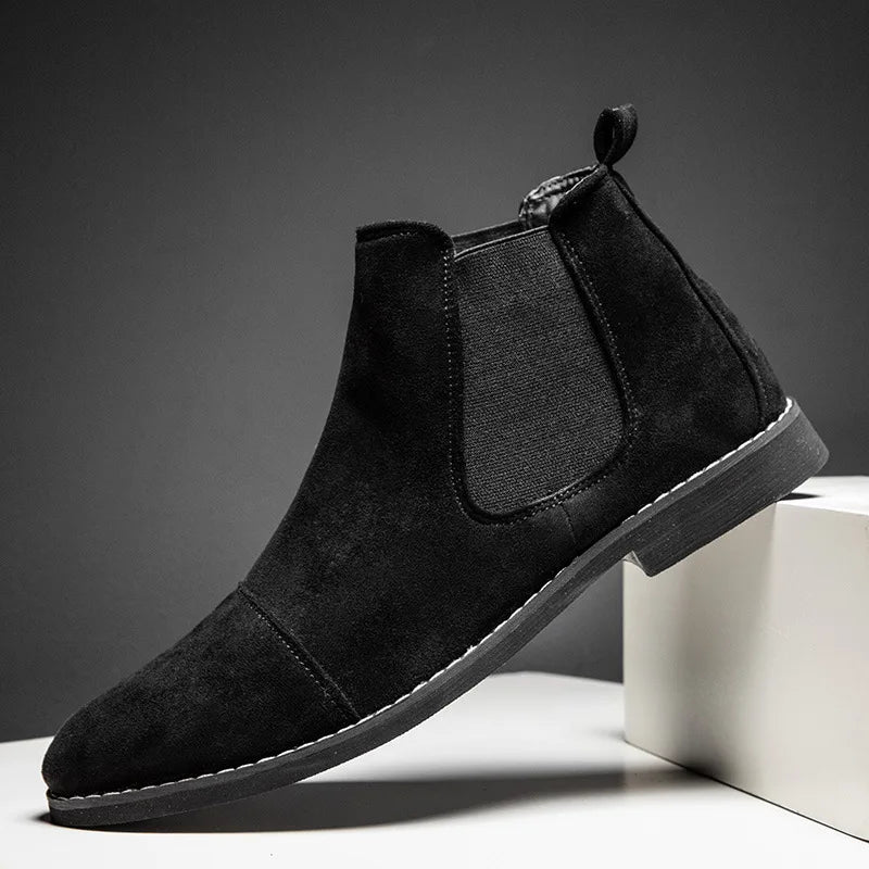 Fashion Yellow Chelsea Boots Men Pointed Comfortable Dress Boots Men Slip On Cheap Men's Suede Shoes Zapatos Hombre Casual