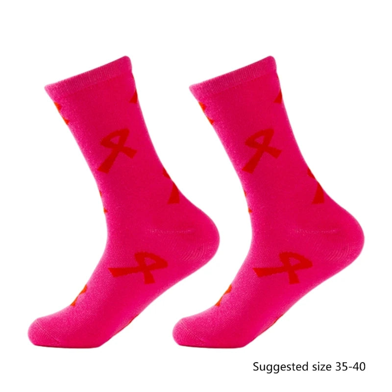 Womens Breast Cancers Awareness Socks,Soft Pink Ribbon Sport Socks Gifts