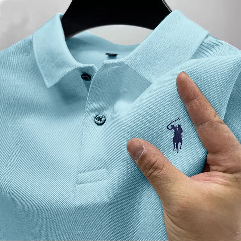 High end brand short sleeve men's polo shirt pony  summer lightweight breathable T-shirt new fashion Paul top men shirts