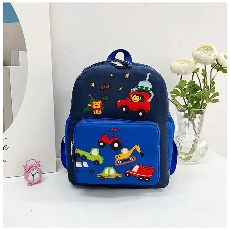 2024 New Children's Cartoon Bag Kid's Cute Kindergarten Car Backpack Boys Girls 2 Colors Shoulders Bag