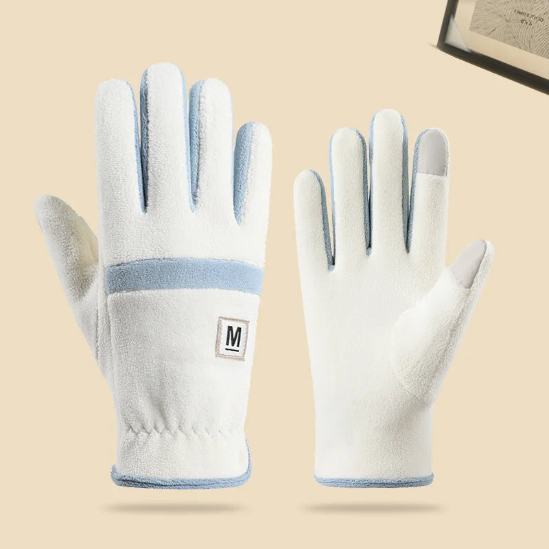 Winter Cycling Gloves for Women, Windproof Gloves for Sports and Running, Fleece-Lined and Thickened Thermal Gloves, Touchscreen Gloves