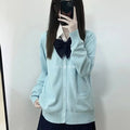 Autumn Winter Women's Pure Color Knitted Sweater Original College Sle Jaet Coat Spring Summer Long Sve  Collar Button
