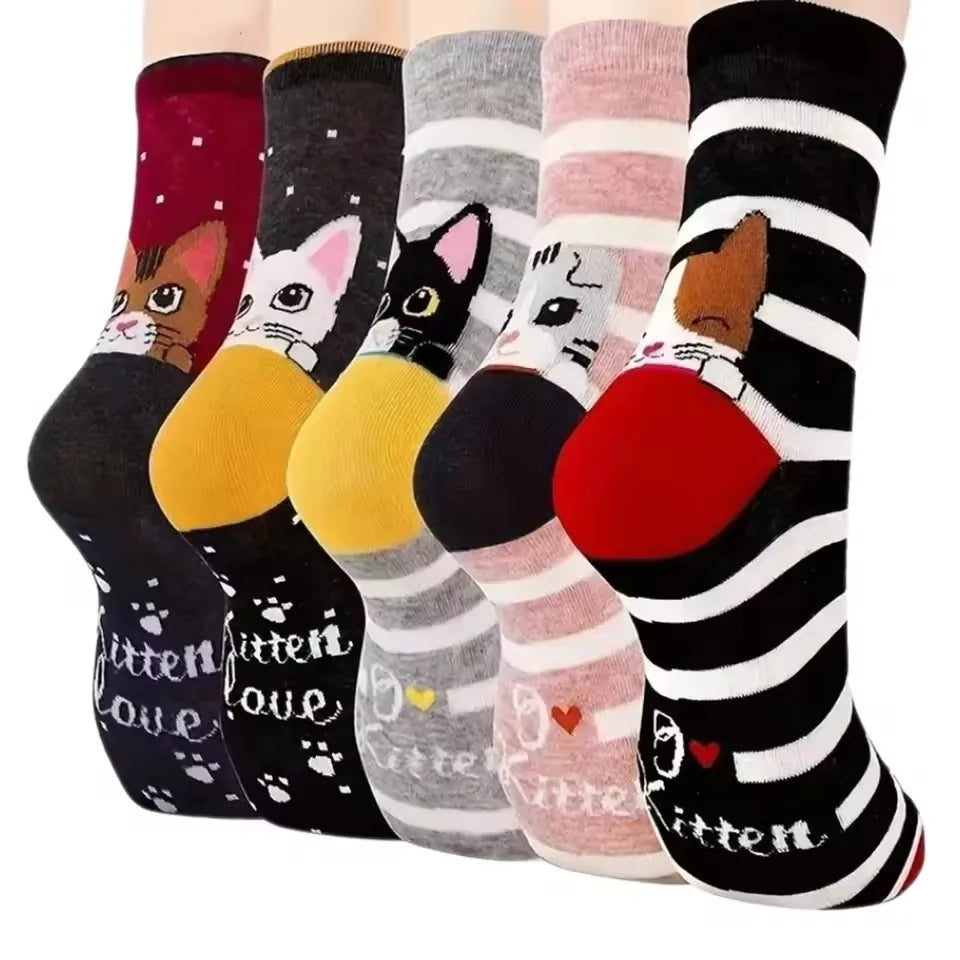 Women Socks Animal Pattern Cotton Socks Colorful Funny Sweat Wicking Socks Soft Comfortable Casual Girl Socks
