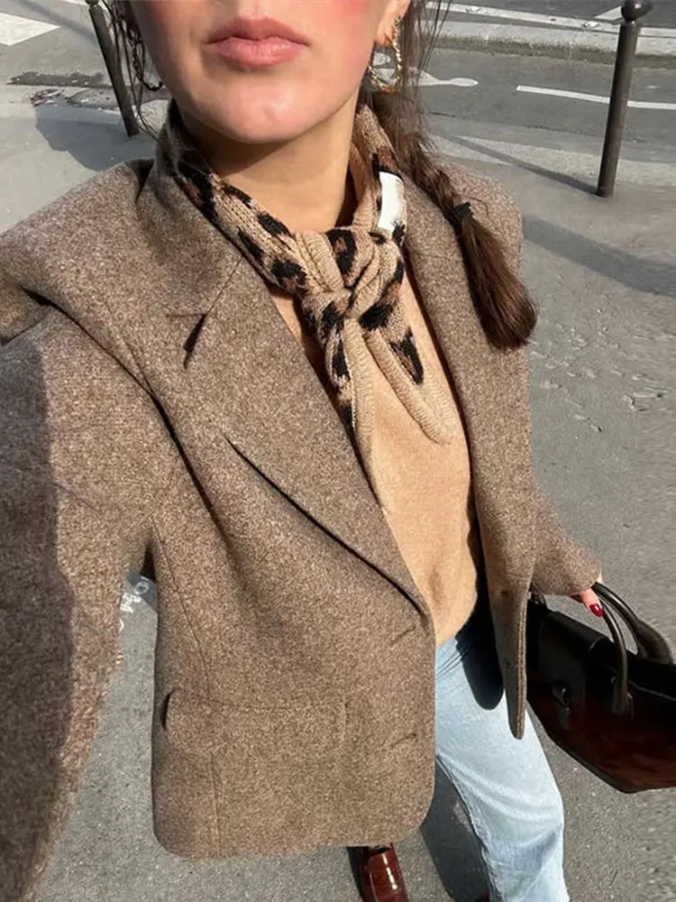 Chic Women's Blazer Turn down Collar Full Sleeve Tassel Solid Female Blazers 2025 Autumn Elegant Fashion High Street Lady Coat