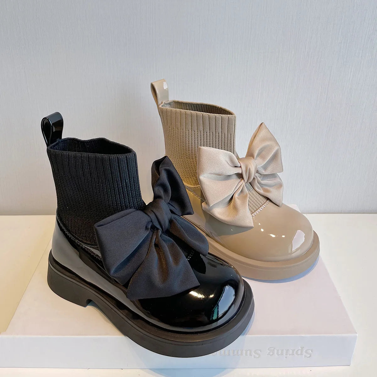 Child Fashion Boots Autumn winter Warm New Girls Bowknot Princess Breathable Children Sock Shoes Korean Kidsl Sshoes
