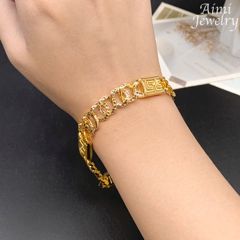 Trendy Jewelry Set for Men Women Hip Hop Necklace Bracelet Dubai Gold Plated Fashion Personalized Jewellery for Party Gifts