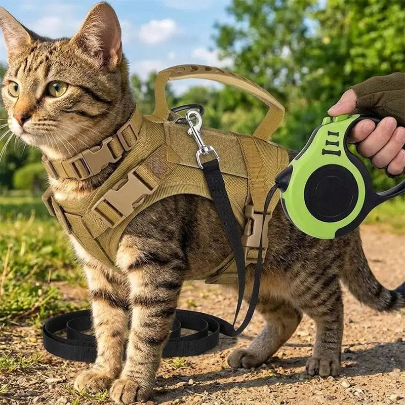Pet Harness Set for Cat Puppy 3m Retractable Leash Tactical Vest No Pull Breathable Summer for Small Medium Dogs Cats Outdoor