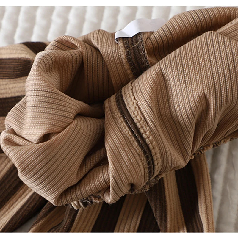 Vintage Checkered Striped 1-7Y Kids Pants Autumn Corduroy Textured Toddler Cropped Trousers