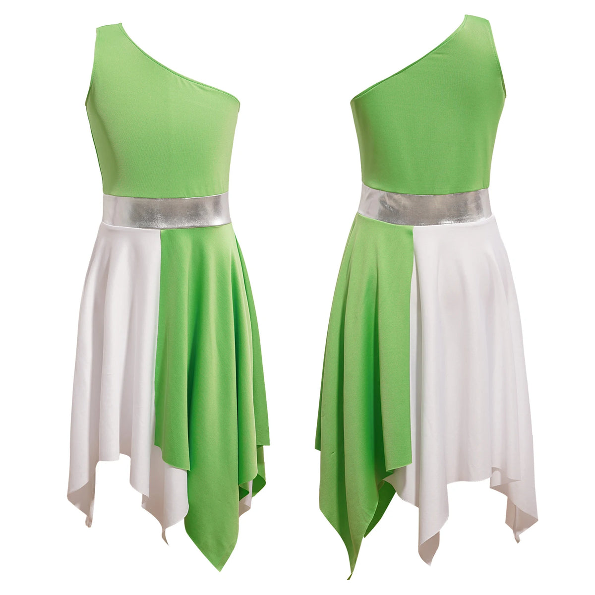 Kids Girls Etiquette Praise Dance Dress Sleeveless Church Christian Worship Costume Asymmetrical Tunic Contemporary Dance Dress
