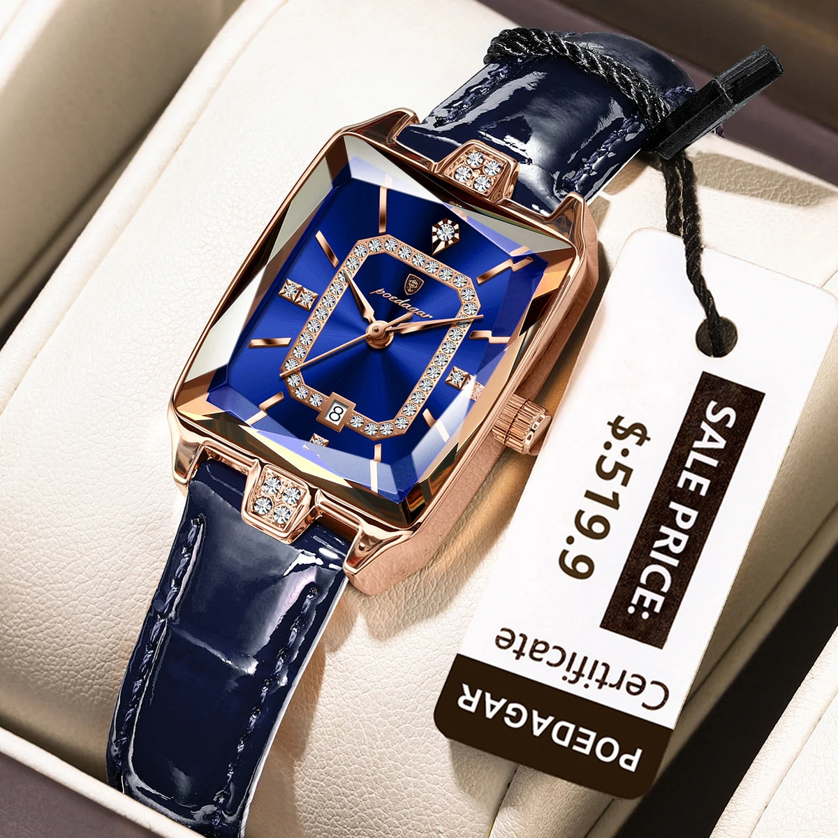 POEDAGAR Luxury High Quality Women Wristwatch Waterproof Date Rectangle Watch For Woman Leather Quartz Women's Watches Reloj+Box
