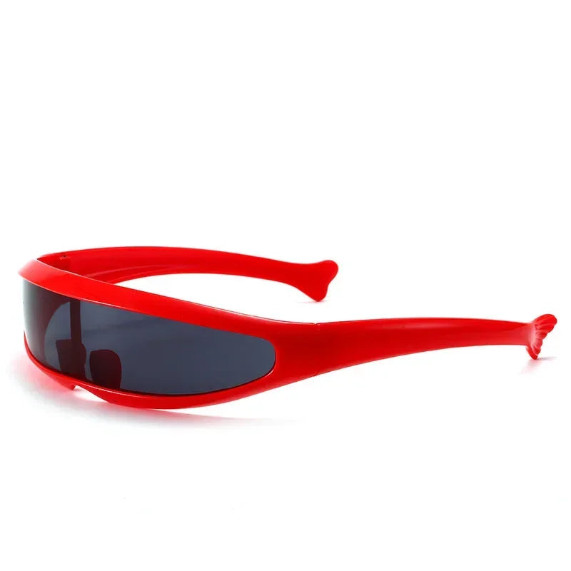Conjoined Lens Sunglasses Men Women Fishtail Design X Laser Dolphins Mirror Glasses Windproof Goggles Space Robots Eyewear UV400